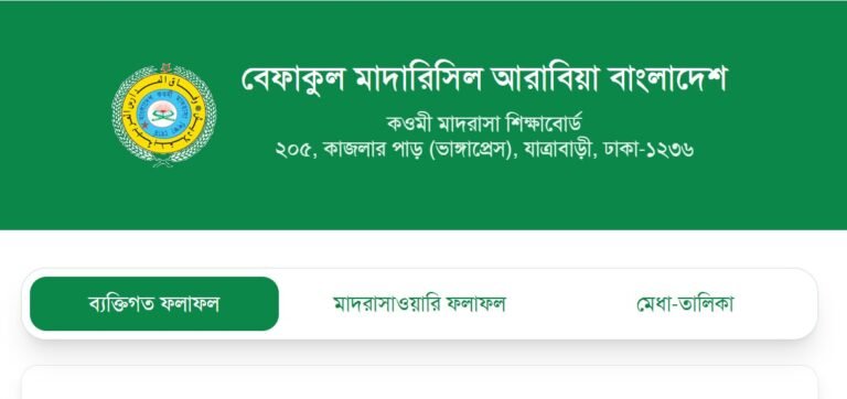 বেফাক পরীক্ষার রেজাল্ট দেখার নিয়ম