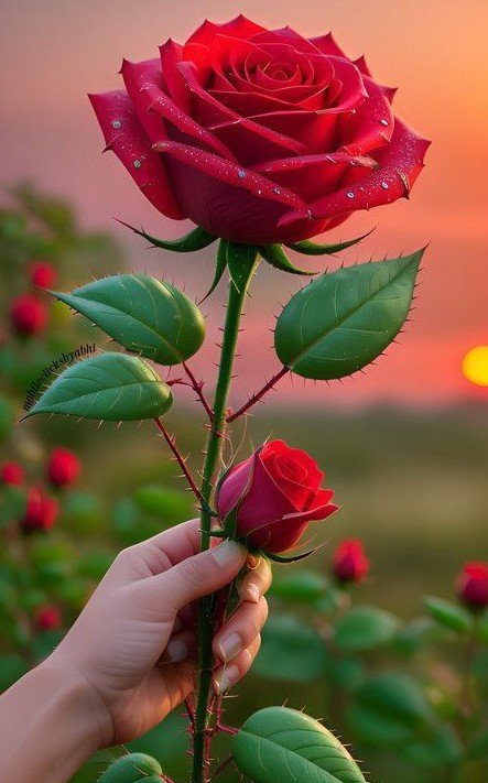 হাতে গোলাপ ফুলের ছবি