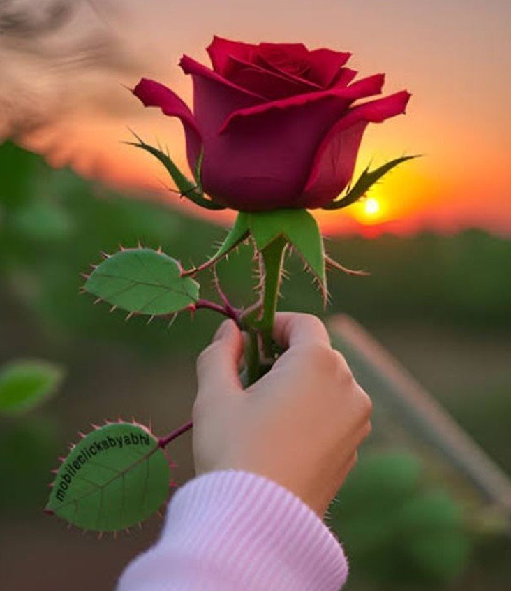 হাতে গোলাপ ফুলের পিক