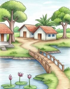 গ্রামের দৃশ্য art