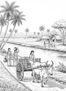 গ্রামের দৃশ্য ছবি আঁকা